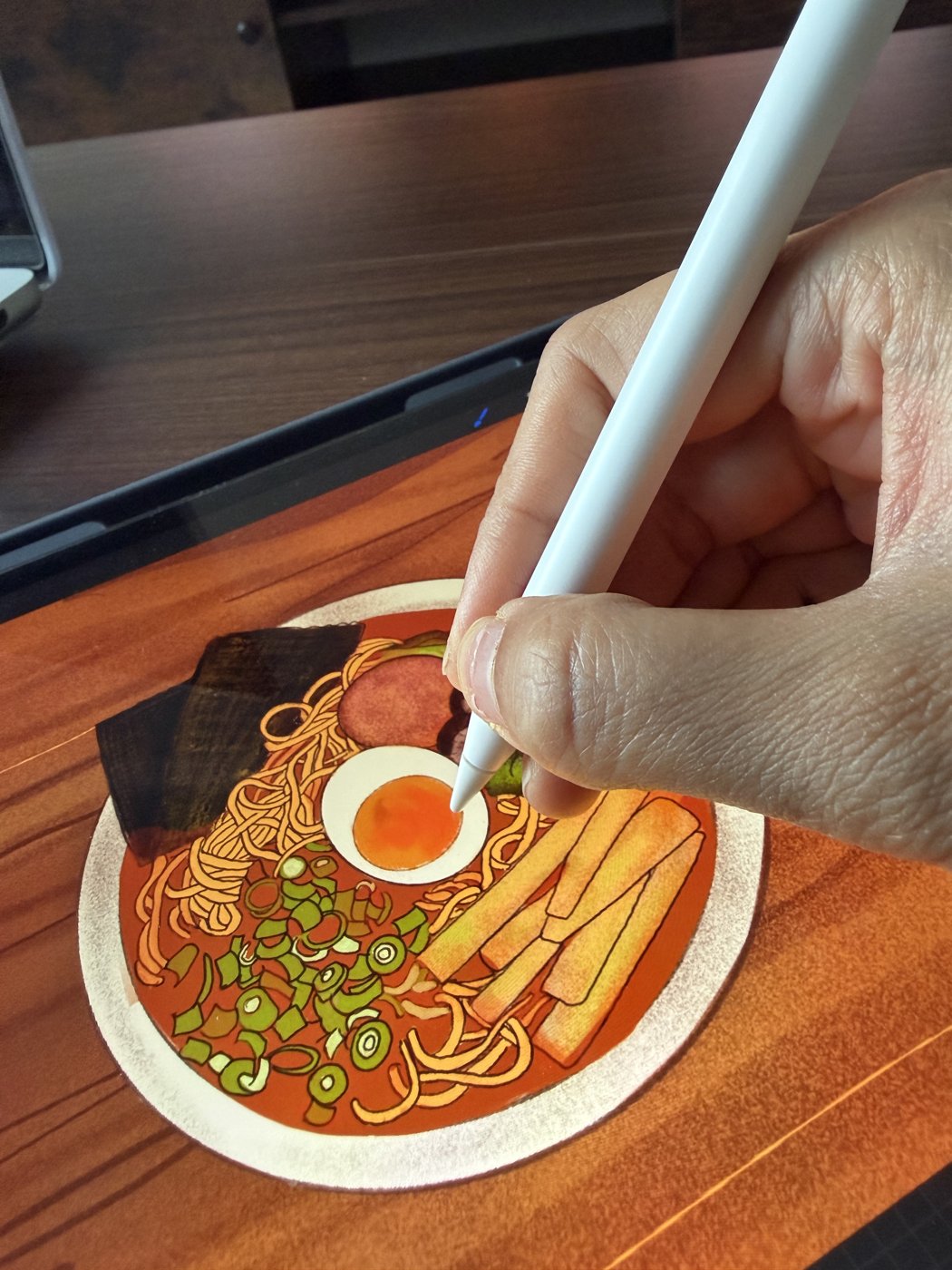Painting the ramen bowl in Procreate with Apple Pencil